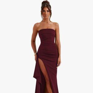 Vintys women's strapless chiffon dress (can be used as a prom dress)